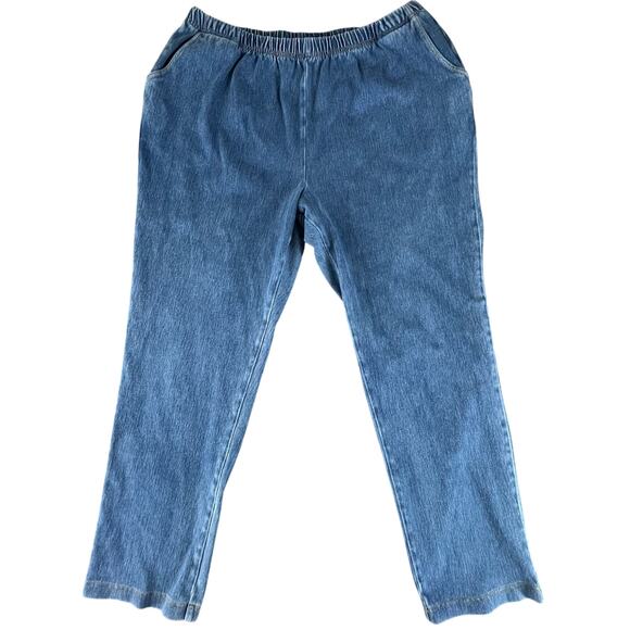 LL Bean Perfect Fit Denim Pants Women’s XL | Regular Stonewashed Tapered Elastic - Picture 4 of 16